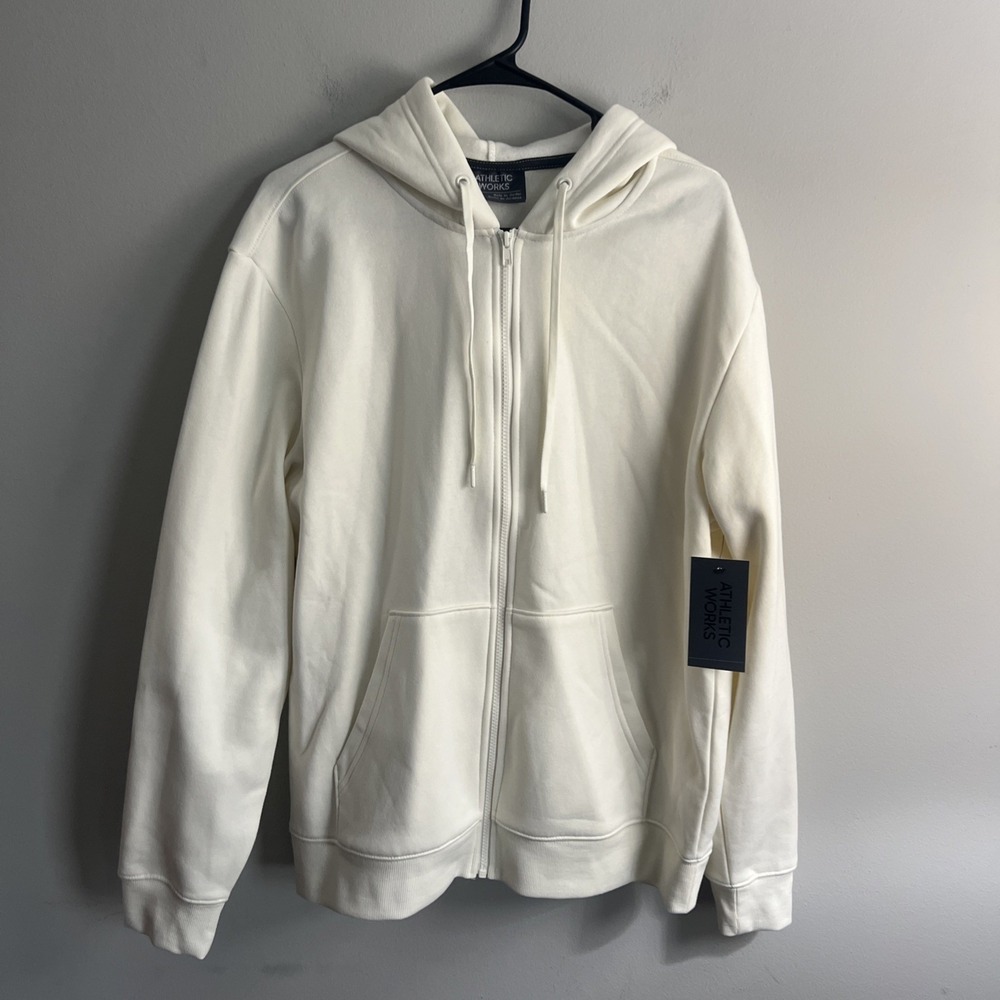 Athletic Works Nwt Men's Hidden Fleece Zip Up New Ivory Size L
